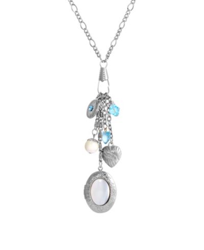 2028 Silver-Tone Mother of Pearl Charm Ожерелье