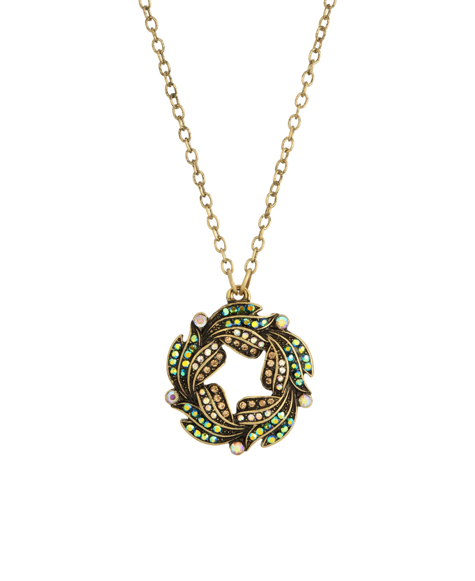 Ожерелье-венок 2028 Gold-Tone Blue Iridescent Aurora Borealis Glass Stone