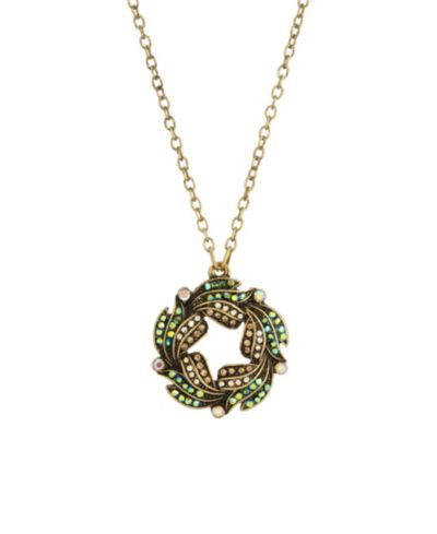Ожерелье-венок 2028 Gold-Tone Blue Iridescent Aurora Borealis Glass Stone