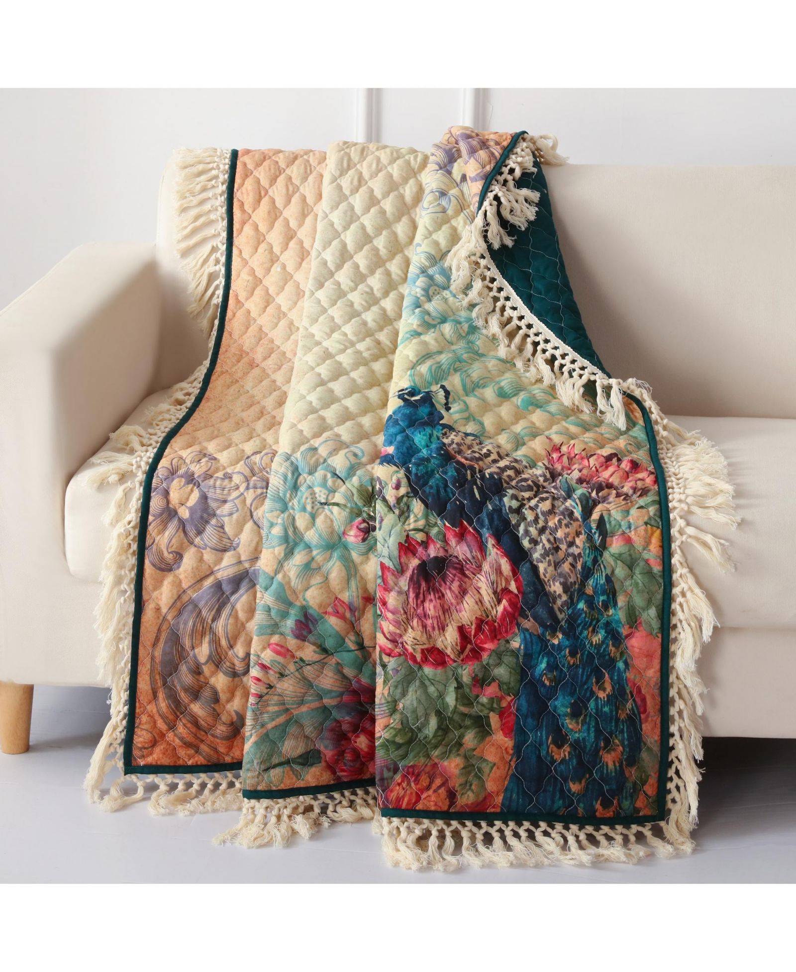 Greenland Home Fashions Eden Peacock декоративный плед с бахромой, 50" x 60"