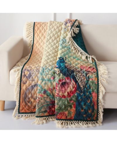 Greenland Home Fashions Eden Peacock декоративный плед с бахромой, 50" x 60"