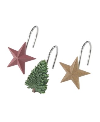 Avanti Evergreen Tree & Stars Holiday 12-Pc. Shower Curtain Hooks
