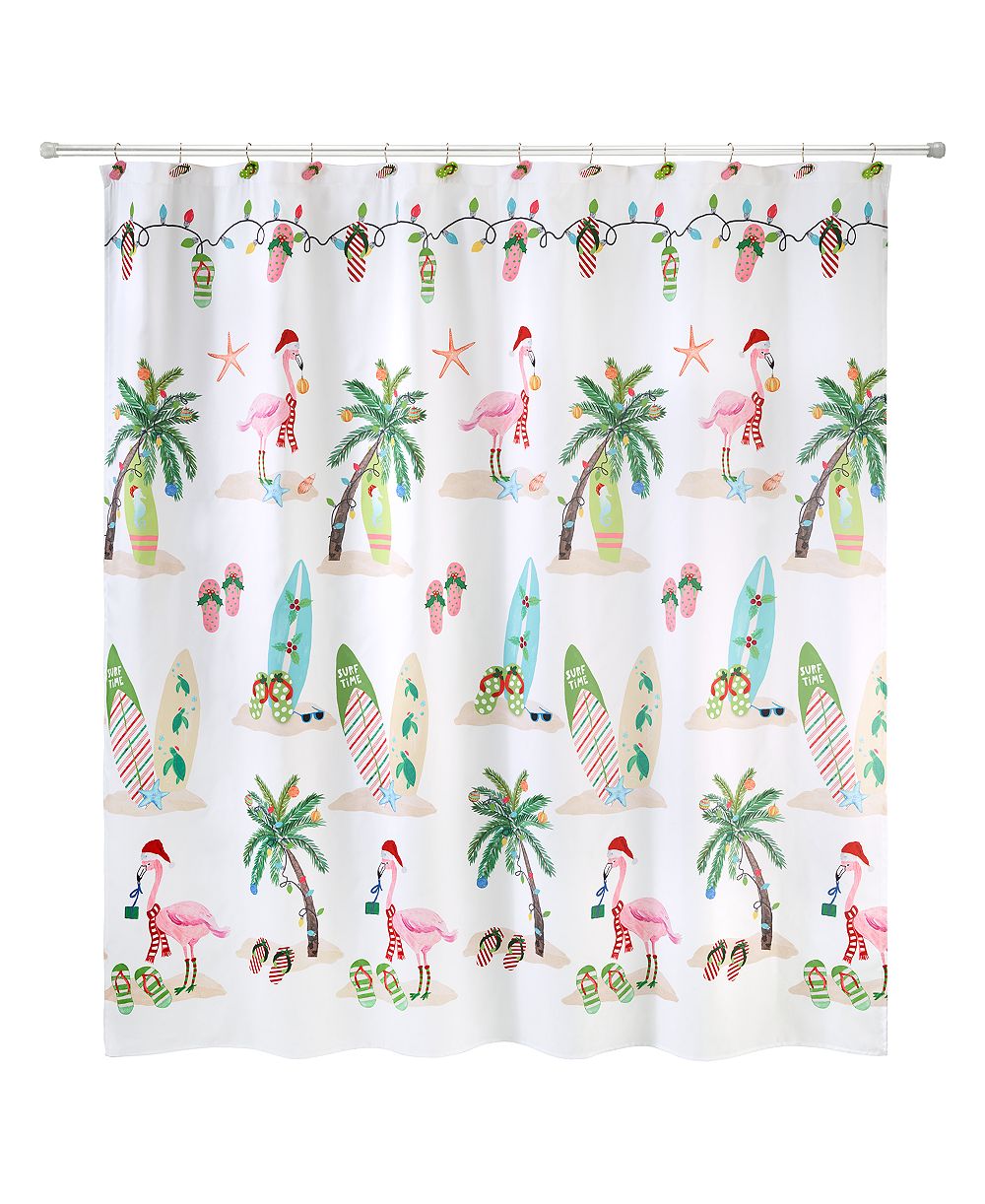 Avanti штора для душа Flamingo Jingle Holiday с принтом, 72" x 72"
