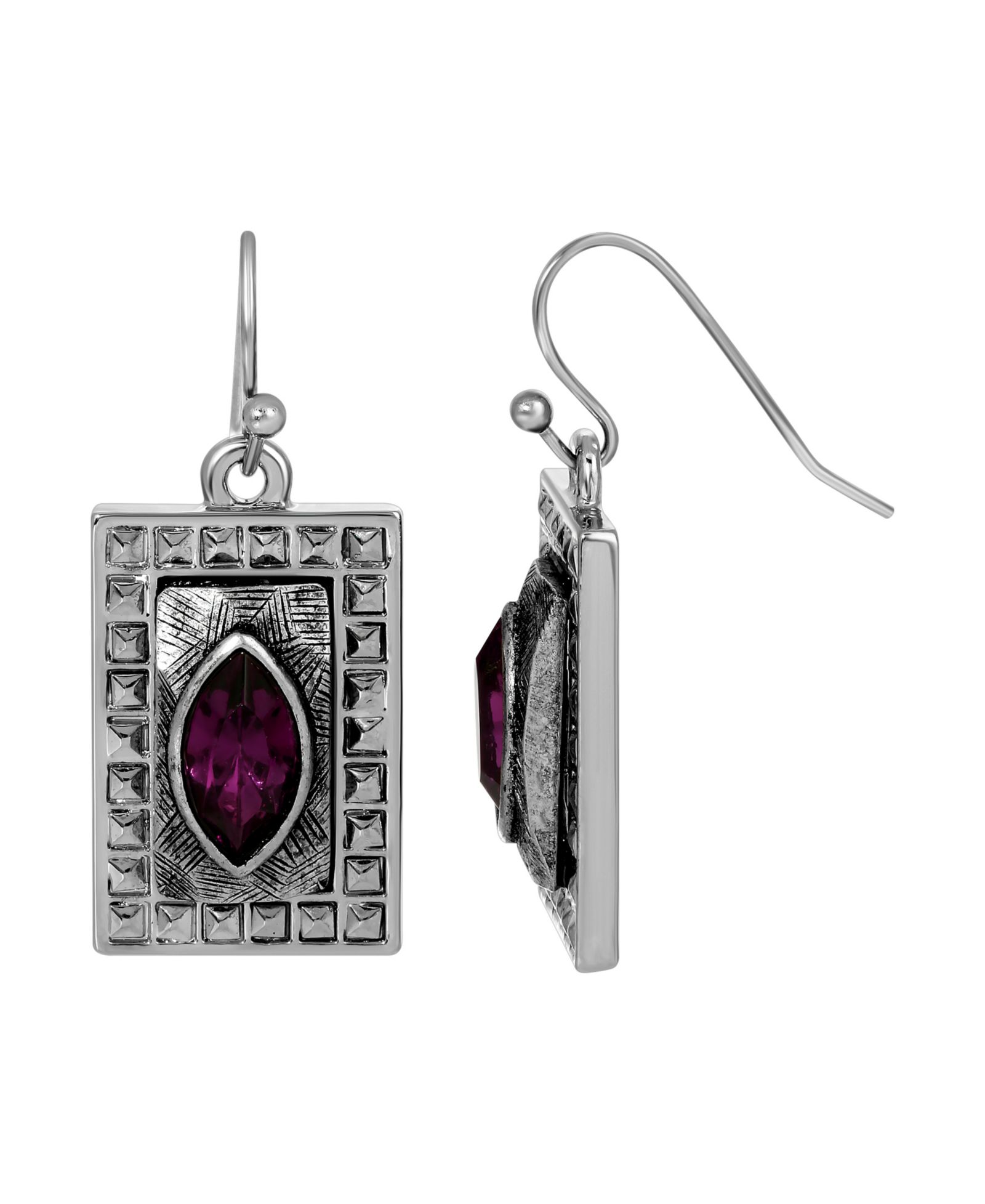 2028 Square Amethyst Drop Earrings