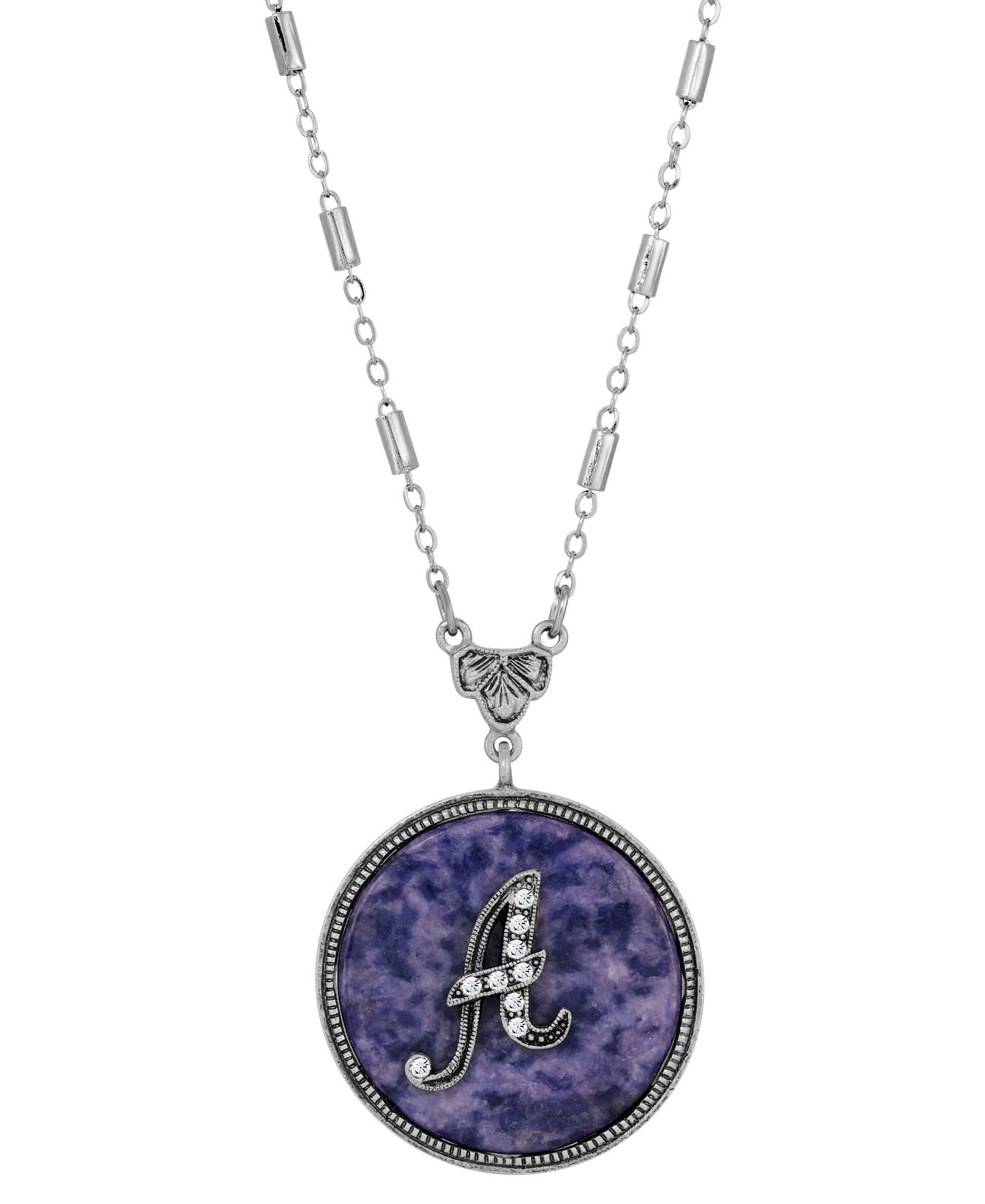 Подвеска-кулон 2028 Blue Round Pewter Initial