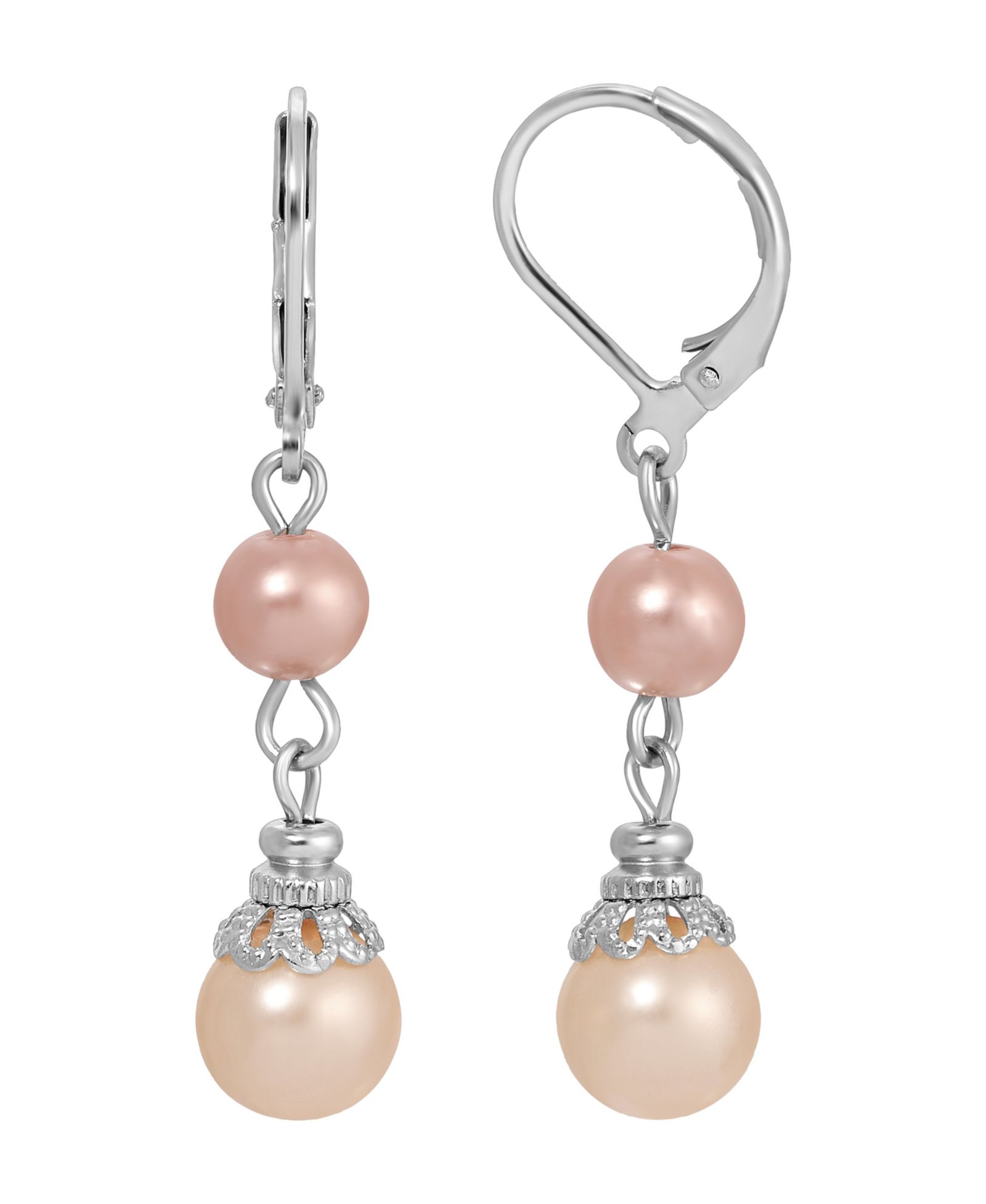 2028 Multi Color Imitation Pearl Leverback Earrings