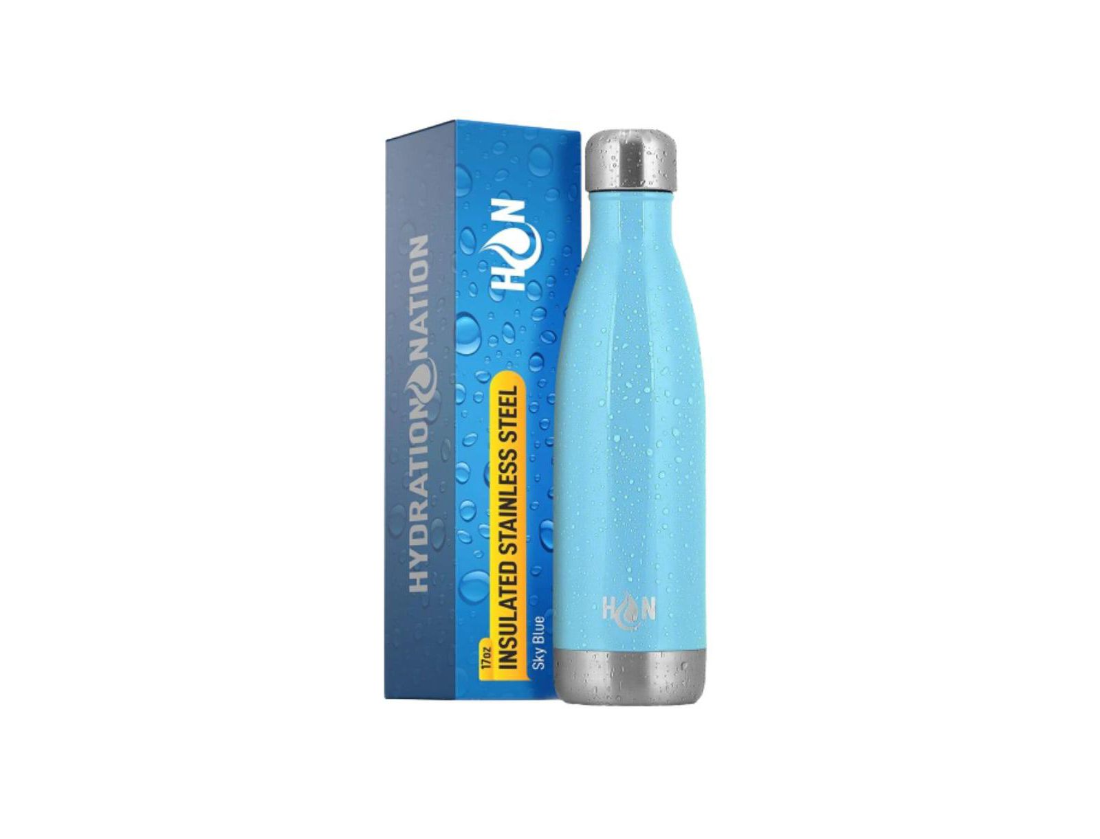 Zulay Kitchen Double Wall Insulated Metal Water Bottle For Hot & Cold Drinks with Leak-proof Lid (17oz)