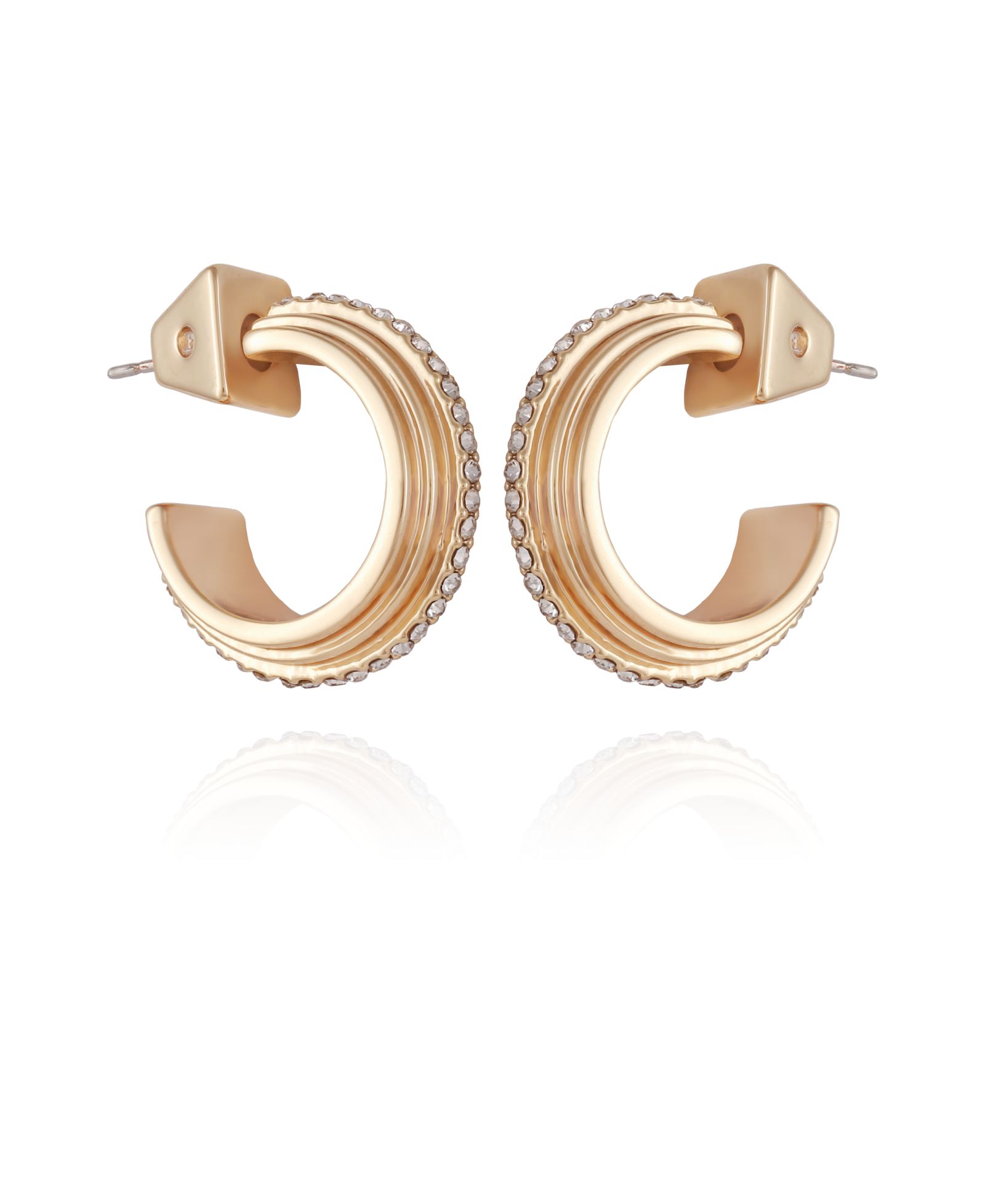 Серьги-кольца Vince Camuto 14K Gold-Plated и Crystal Huggie Hoop