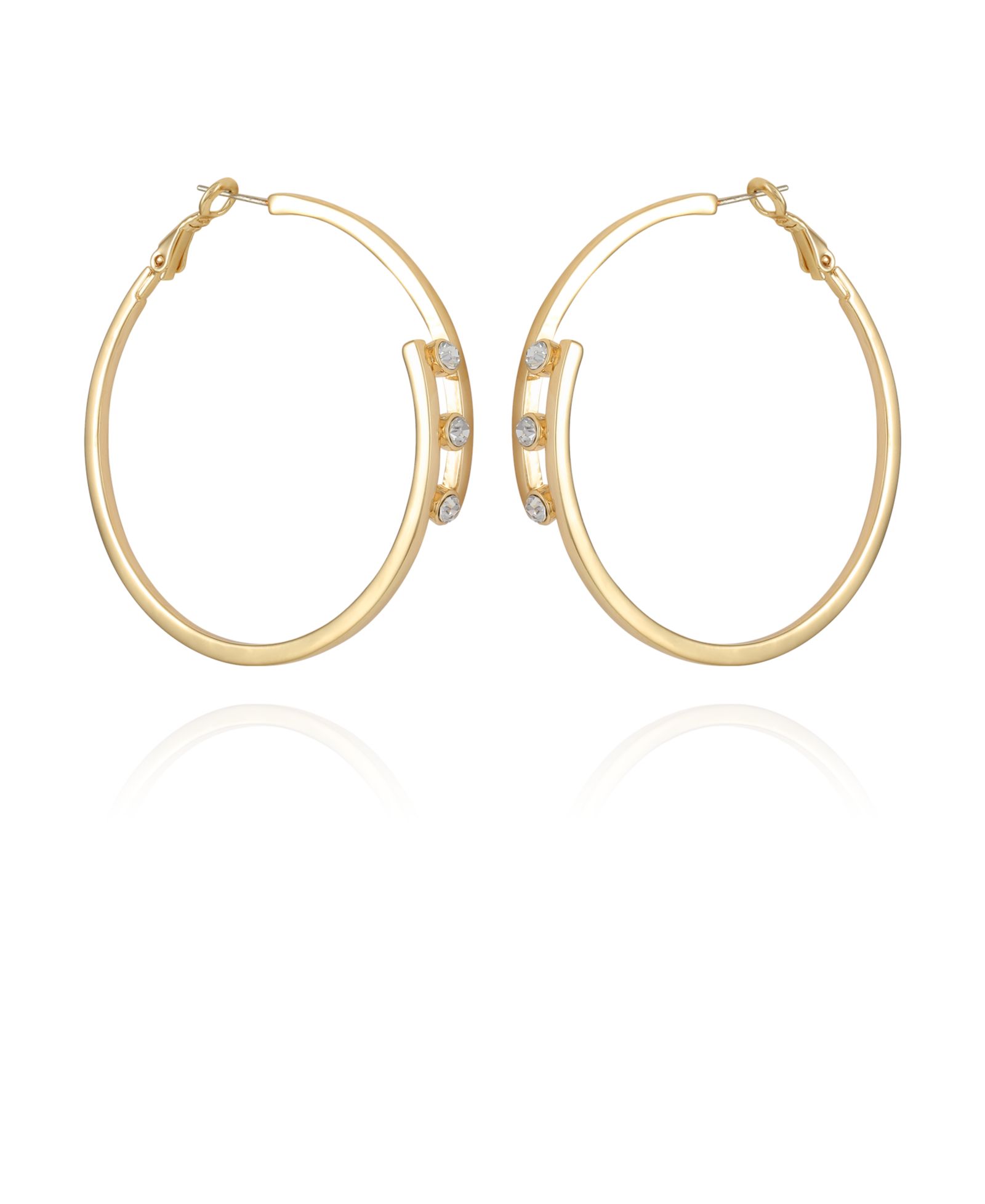 Vince Camuto серьги-кольца с 3 камнями, позолота 14K и кристаллы