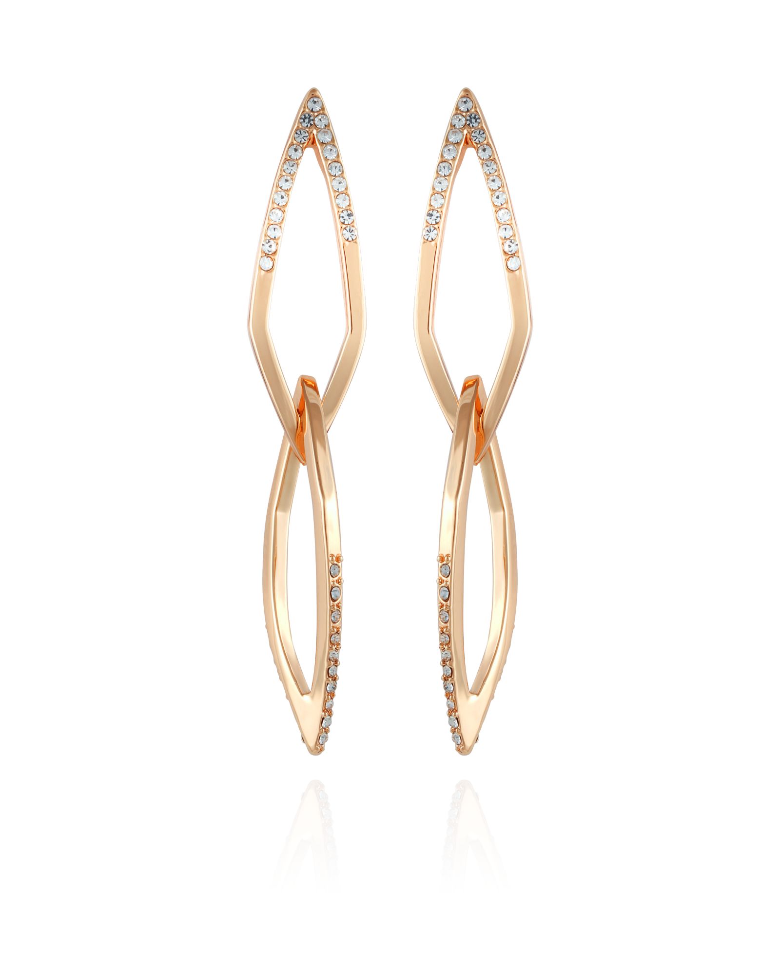 Серьга-подвеска Vince Camuto 14K Gold-Plated and Crystal Diamond Link Drop Earring
