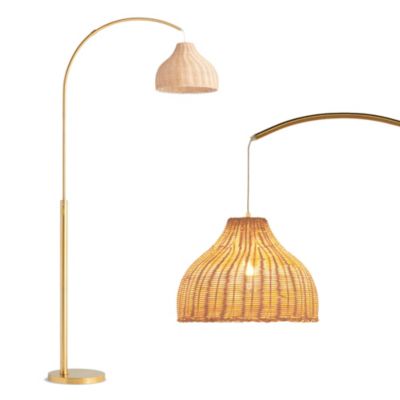 Lark 75" Boho Wicker LED Floor Lamp with Rattan Empire Shade