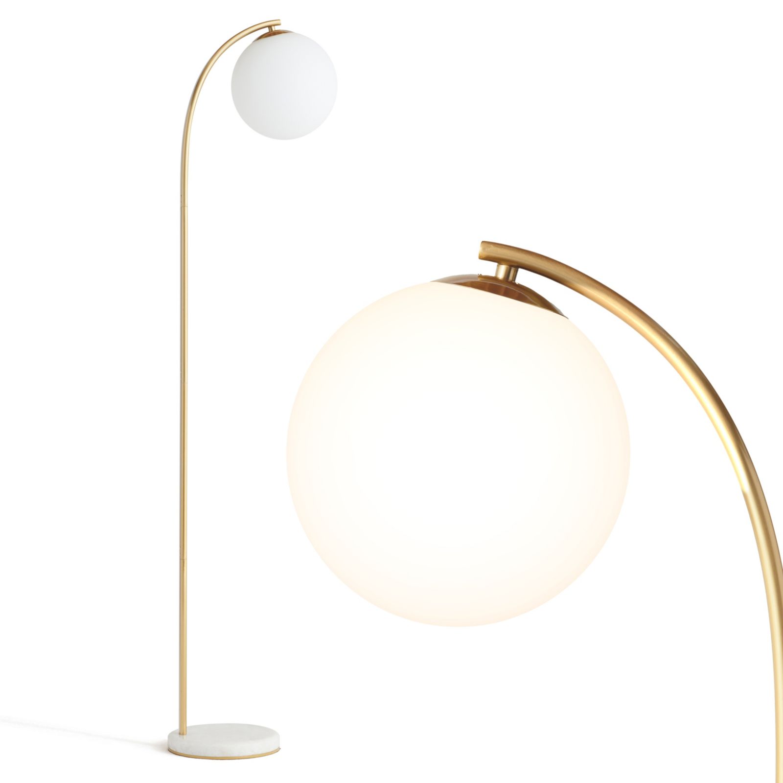 Напольная лампа Luna Drop 75" LED с мраморным основанием и матовым стеклянным шаром