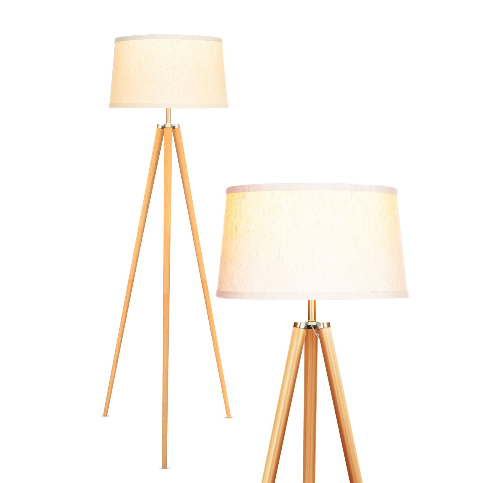 Emma 60" LED Contemporary Tripod Floor Lamp with Wooden Legs