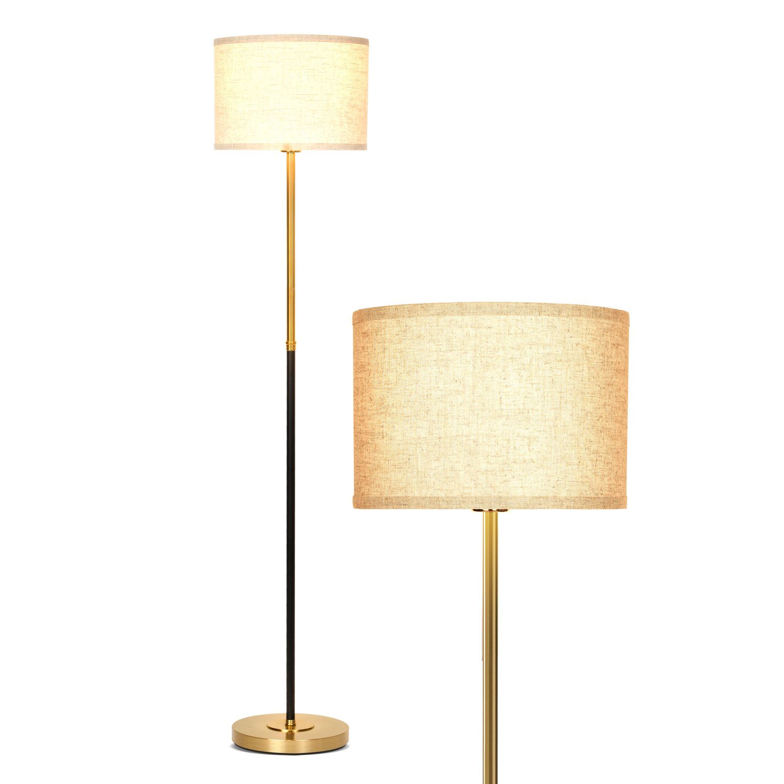 Brightech Emery Modern LED Standing Floor Lamp with White Drum Shade (60")
