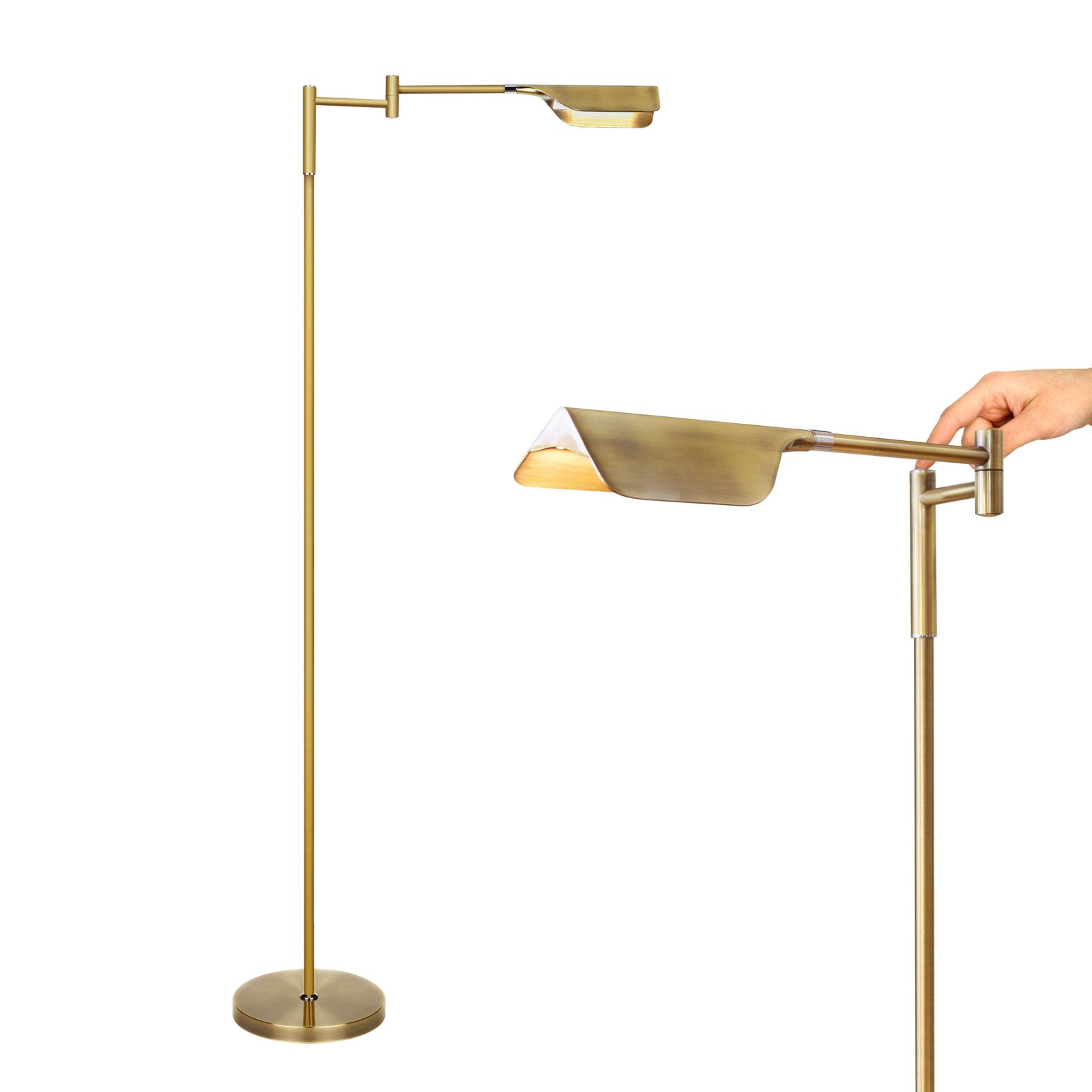 Brightech Leaf 53" Modern Pharmacy Swing Arm Floor Lamp with Adjustable LED Reading Shade