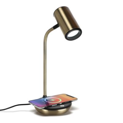 Ezra 16.5" LED Table Lamp with Wireless Charging Pad and Rotating Shade
