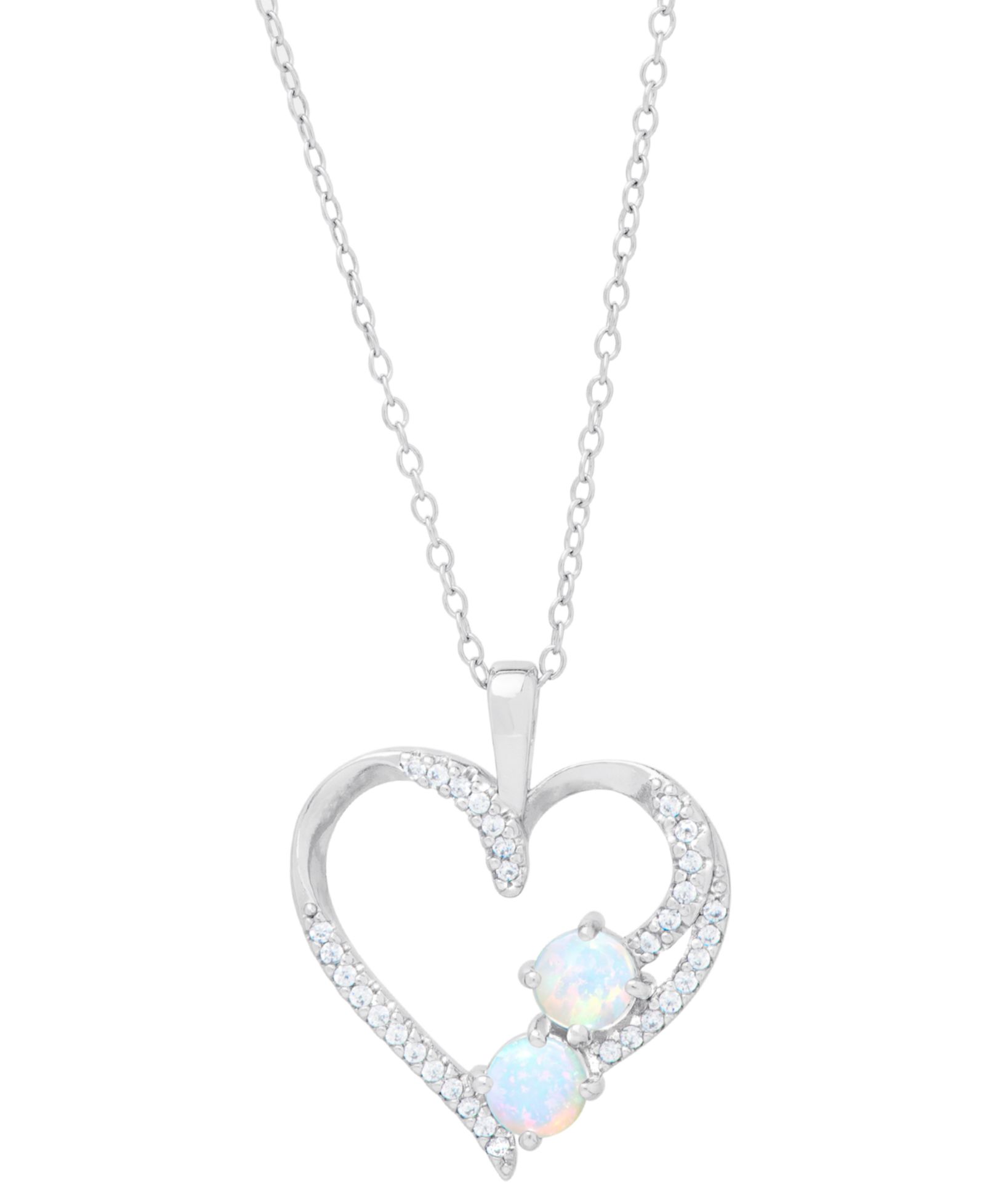 Подвеска-кулон Lab-grown Opal & White Sapphire в серебре с золотым напылением 18"