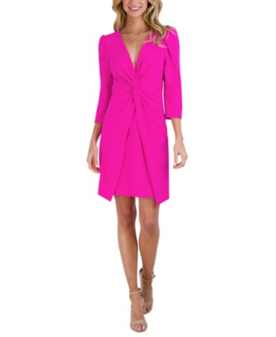 julia jordan Women's Puffed-Shoulder Twist-Front Dress