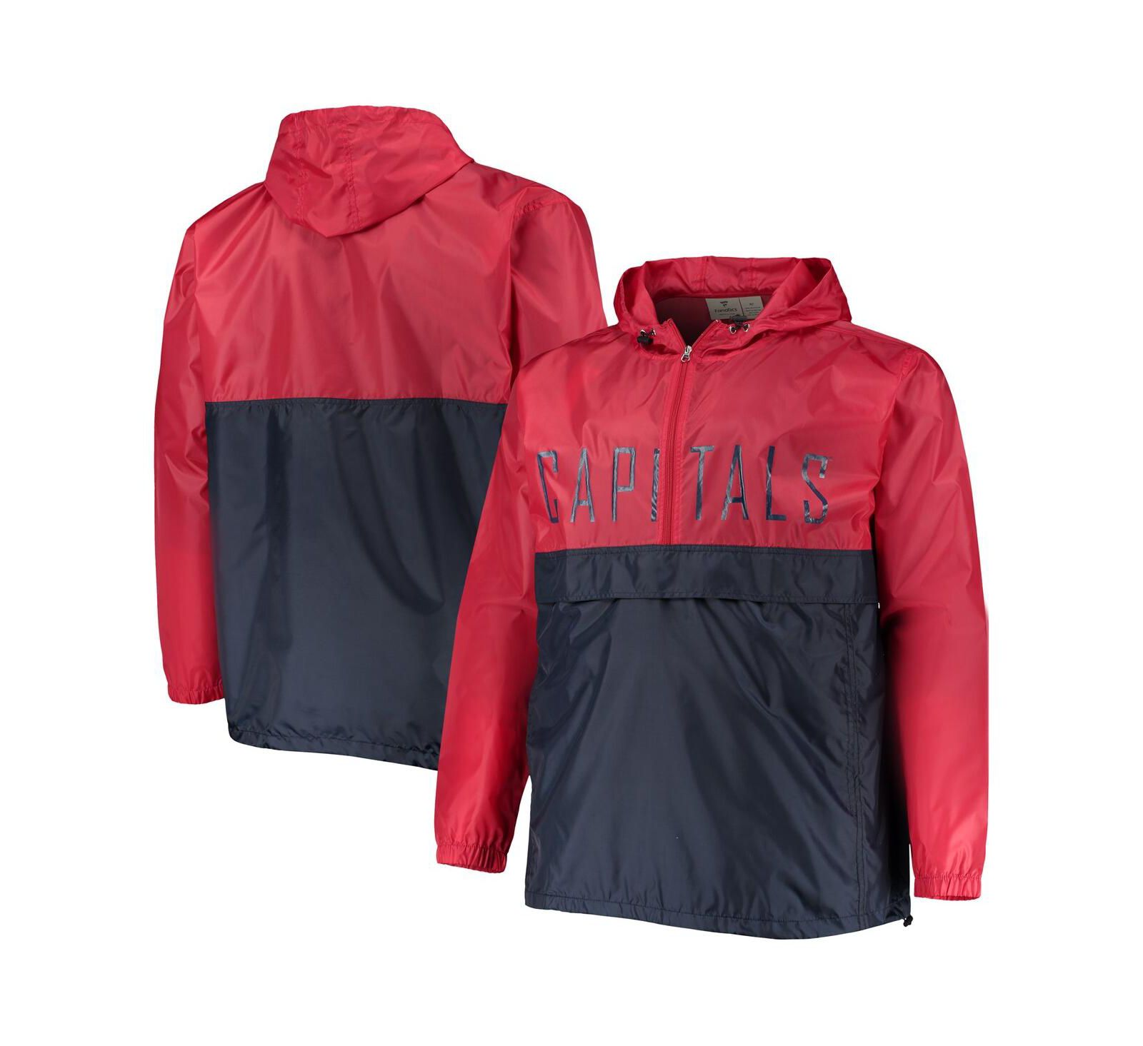 Profile Мужское красное худи Washington Capitals Big and Tall Anorak Half-Zip Pullover Hoodie