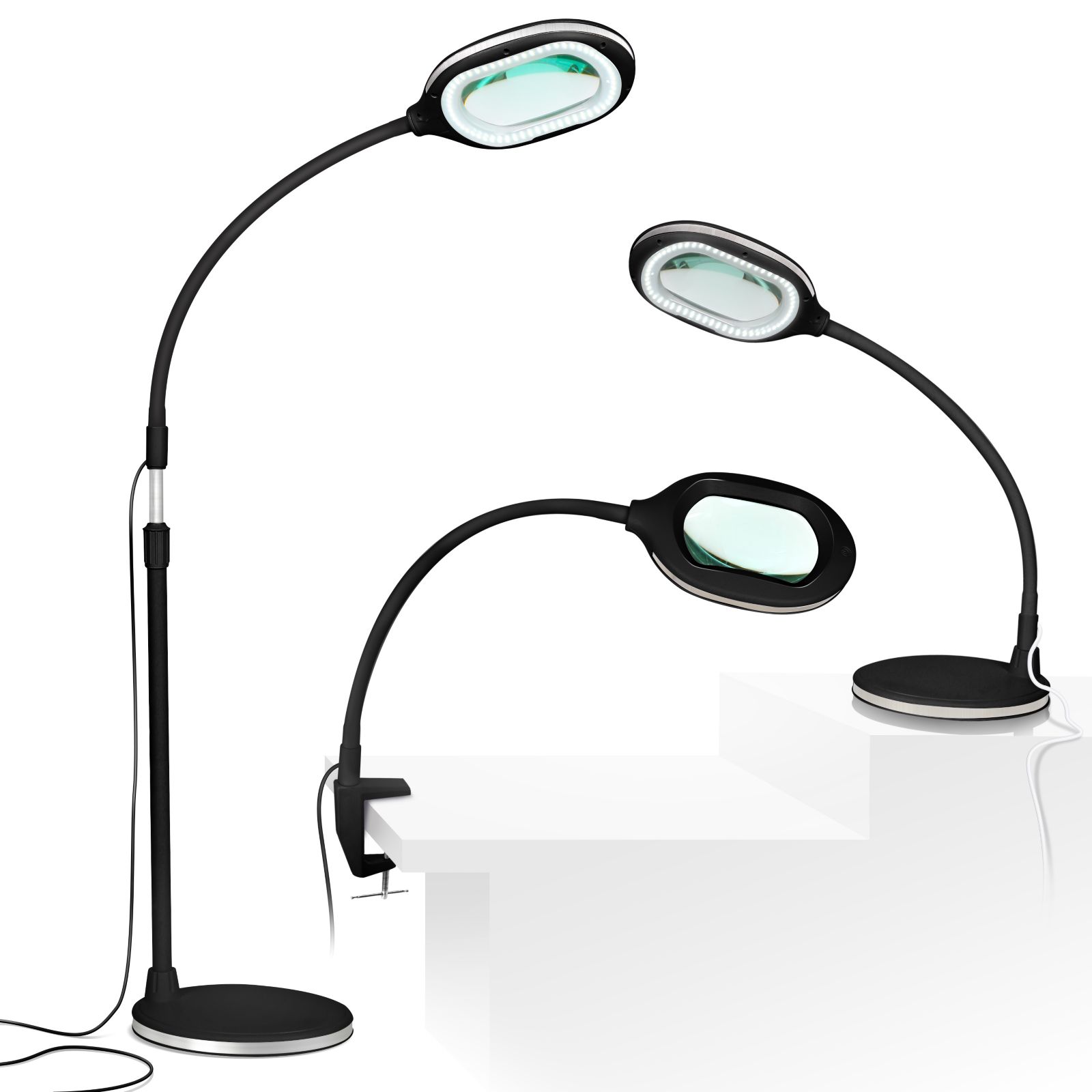Lightview Pro LED 3-в-1 увеличительная лампа для стола или пола (1.75x) 3 диоптрии