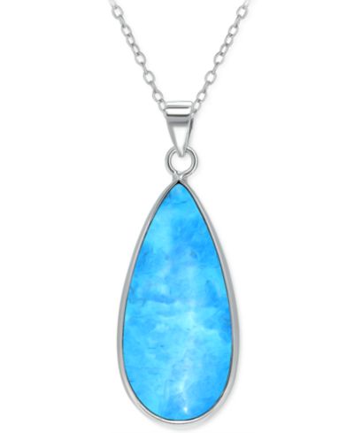 Giani Bernini Onyx Teardrop Pendant Necklace in Sterling Silver, 16" + 2" extender, (Also in Blue Howlite & Sodalite), Created for Macy's