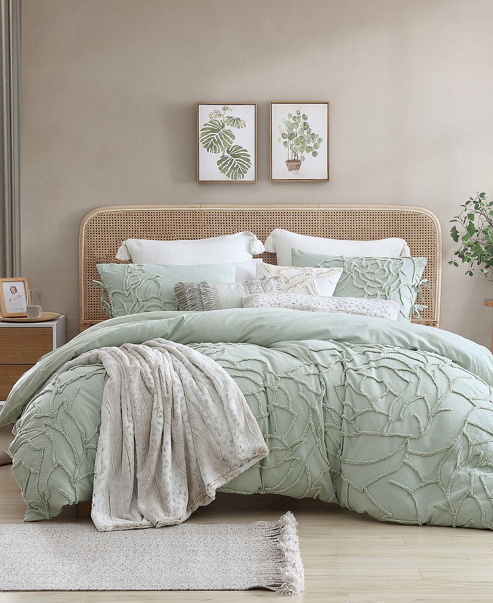 Комплект постельного белья Peri Home Chenille Rose Green, 3 предмета, Full/Queen