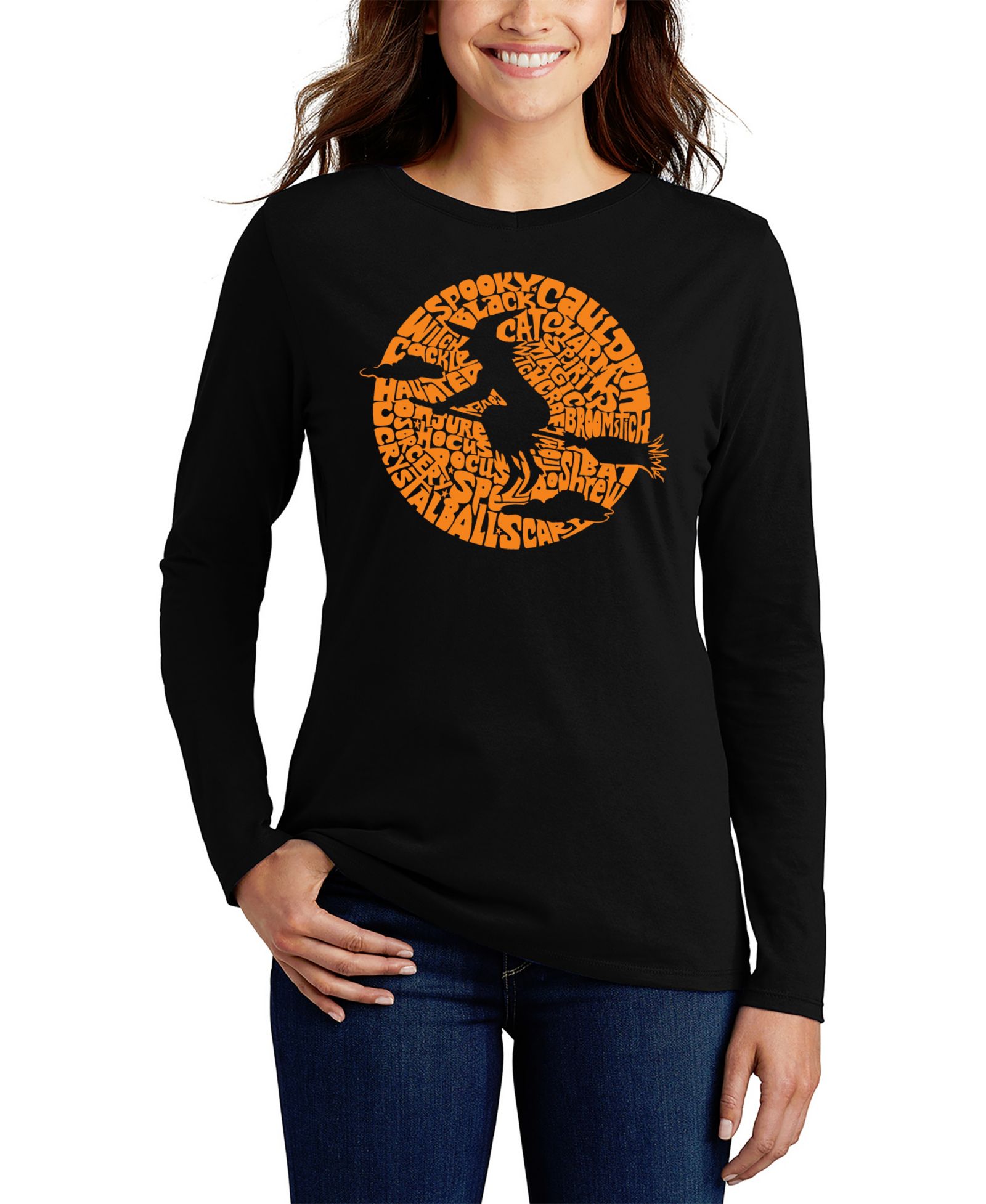Женская футболка LA Pop Art Spooky Witch Word Art Long Sleeve