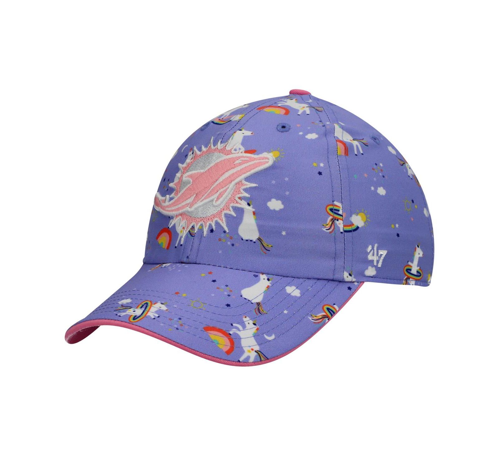 Детская регулируемая кепка '47 Purple Miami Dolphins Logo Unicorn Clean Up