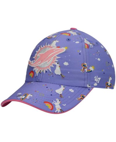 Детская регулируемая кепка '47 Purple Miami Dolphins Logo Unicorn Clean Up