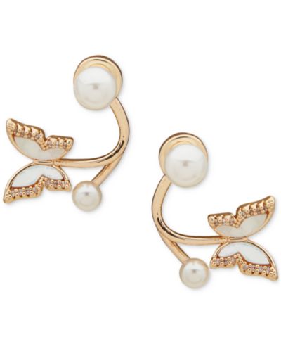 Серьги lonna & lilly Gold-Tone Mother-of-Pearl Butterfly Drop