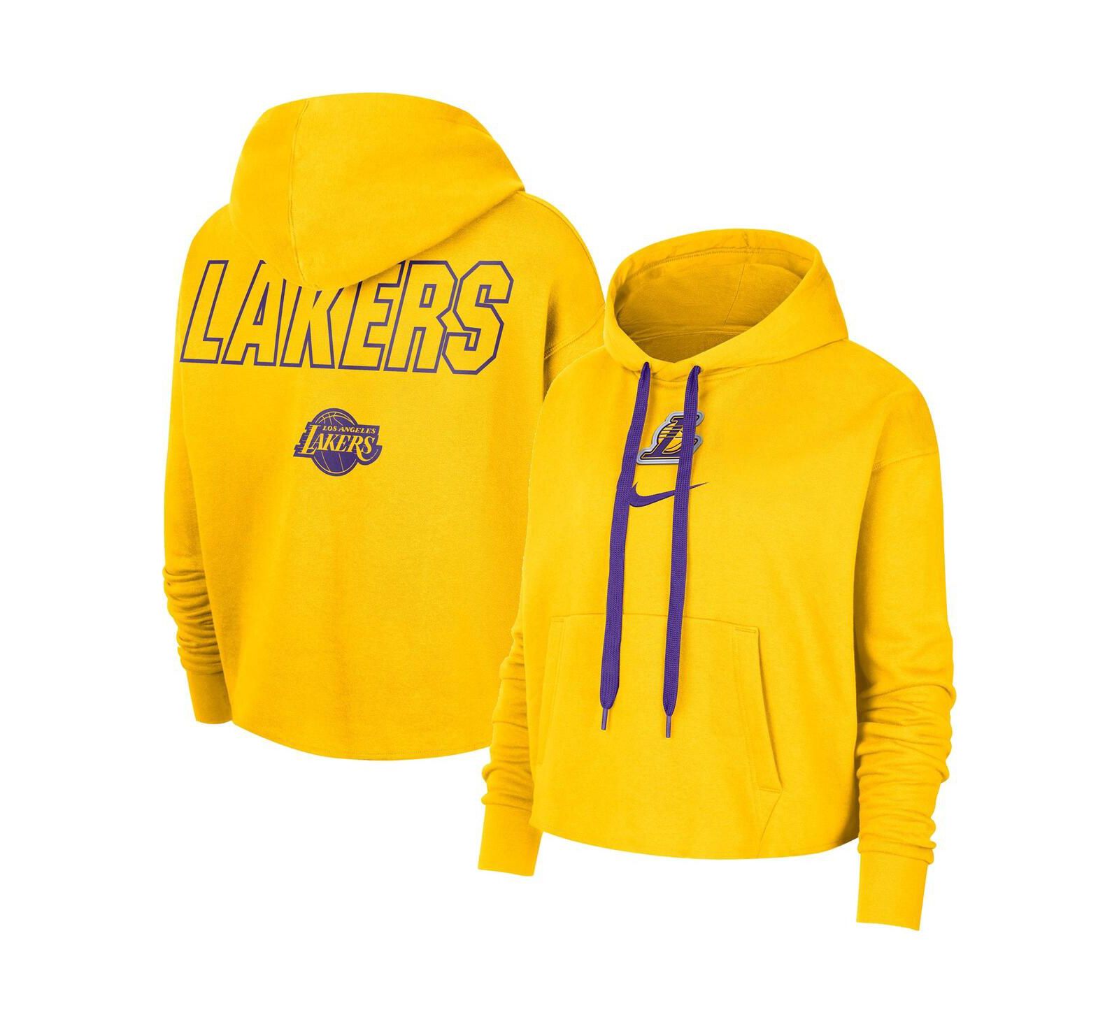 Women's Nike Gold Los Angeles Lakers Courtside Cropped Pullover Hoodie