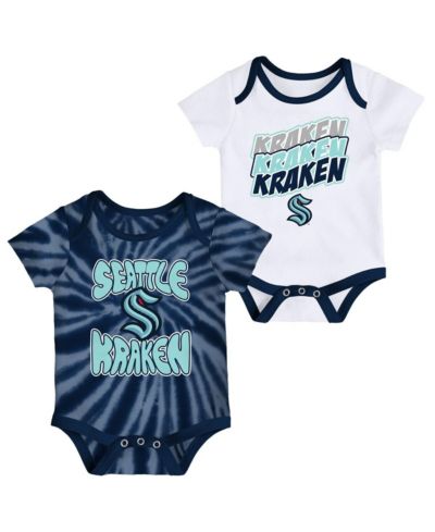 Набор боди для новорожденных и младенцев Seattle Kraken Monterey Tie-Dye, 2 шт, Deep Sea Blue, White