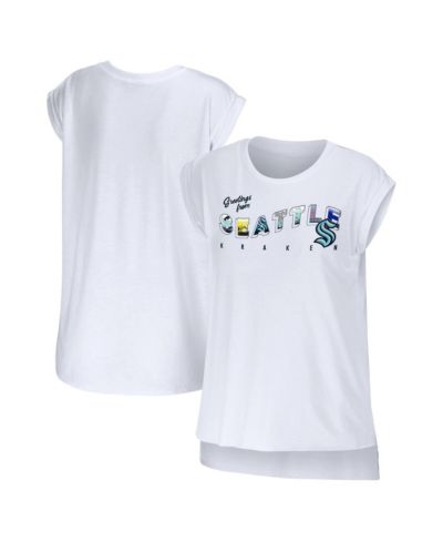 Women's WEAR by Erin Andrews White Seattle Kraken Greetings From Muscle T-shirt