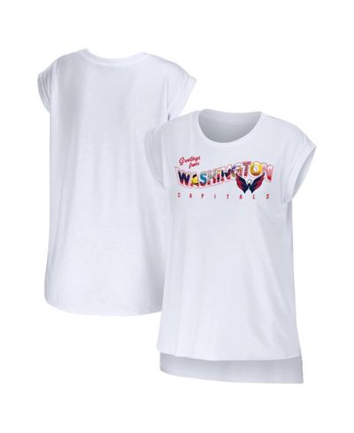 Women's WEAR by Erin Andrews White Washington Capitals Greetings From Muscle T-shirt