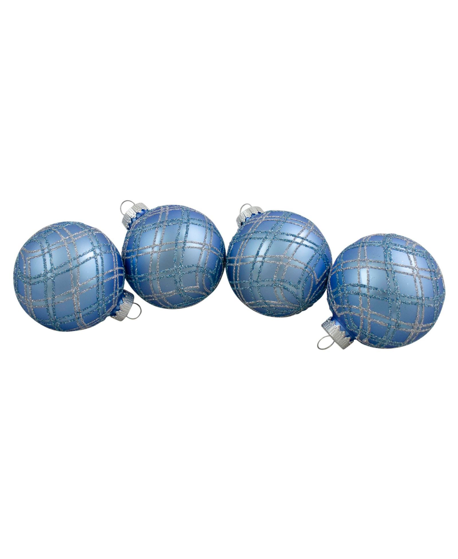 Набор елочных украшений Northlight 4 Count Plaid Glitter Glass Christmas Ornament Ball 70mm Set, 2.75"