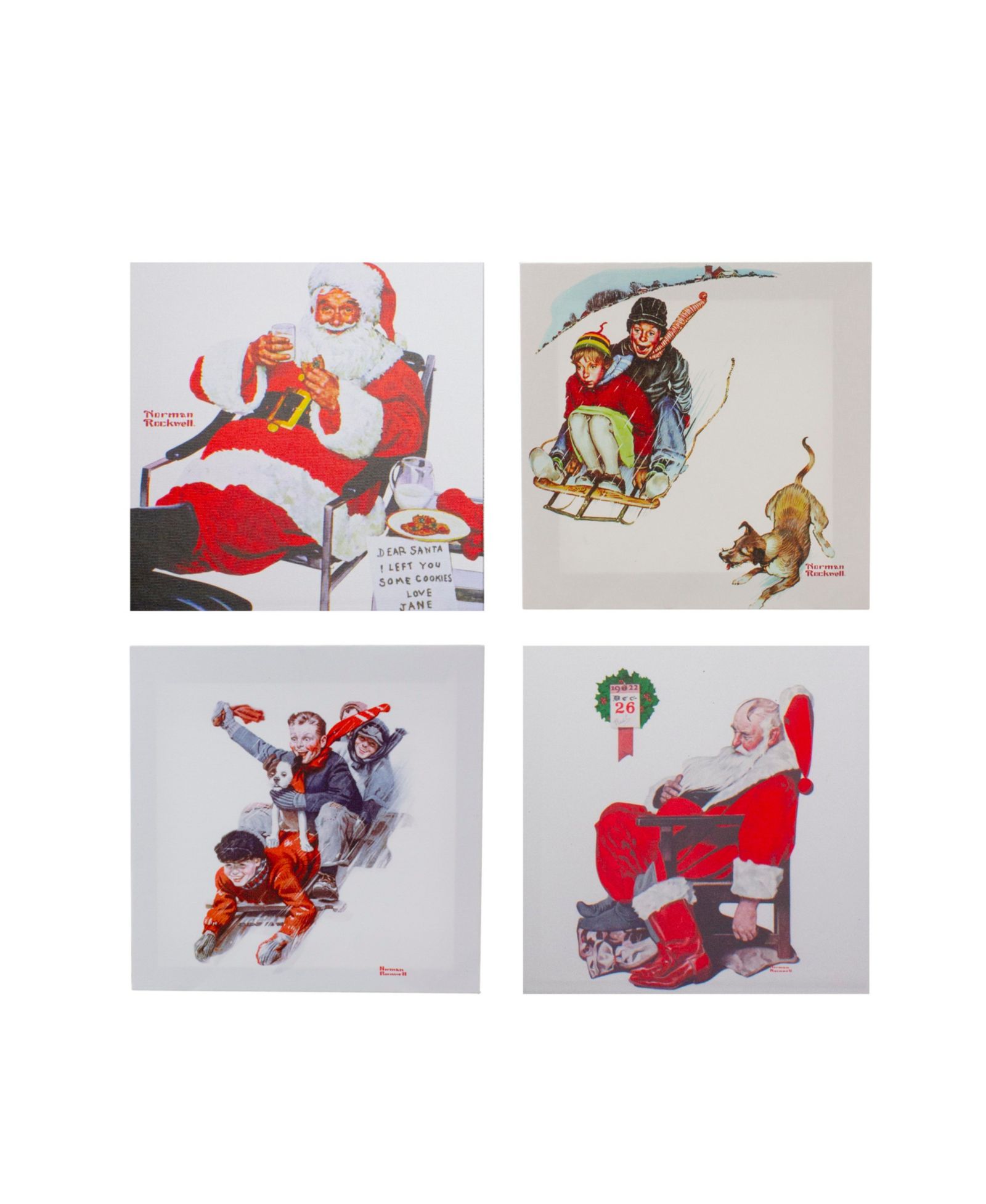 Набор из 4 холстов Northlight Norman Rockwell Classic Christmas Scene