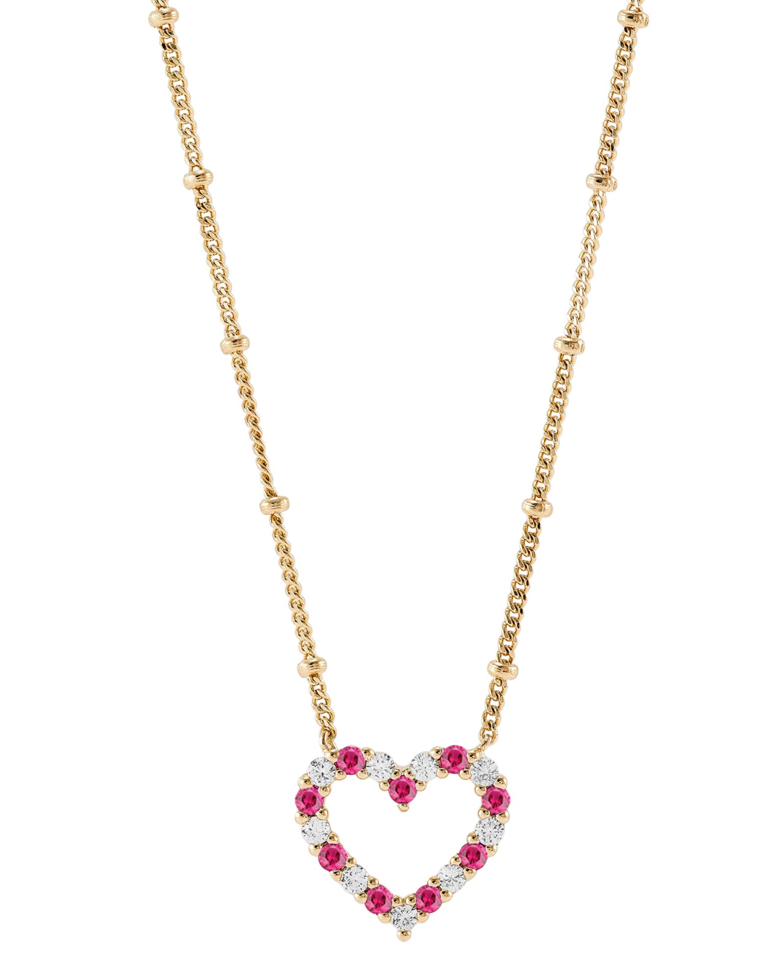 Подвеска-кулон Lab-Grown Ruby & Lab-Grown White Sapphire в 14k Gold-Plated Sterling Silver 16" + 2" extender