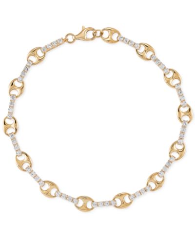 Lab-Grown White Sapphire (2-1/4 ct. t.w.) Link Bracelet in 14k Gold-Plated Sterling Silver