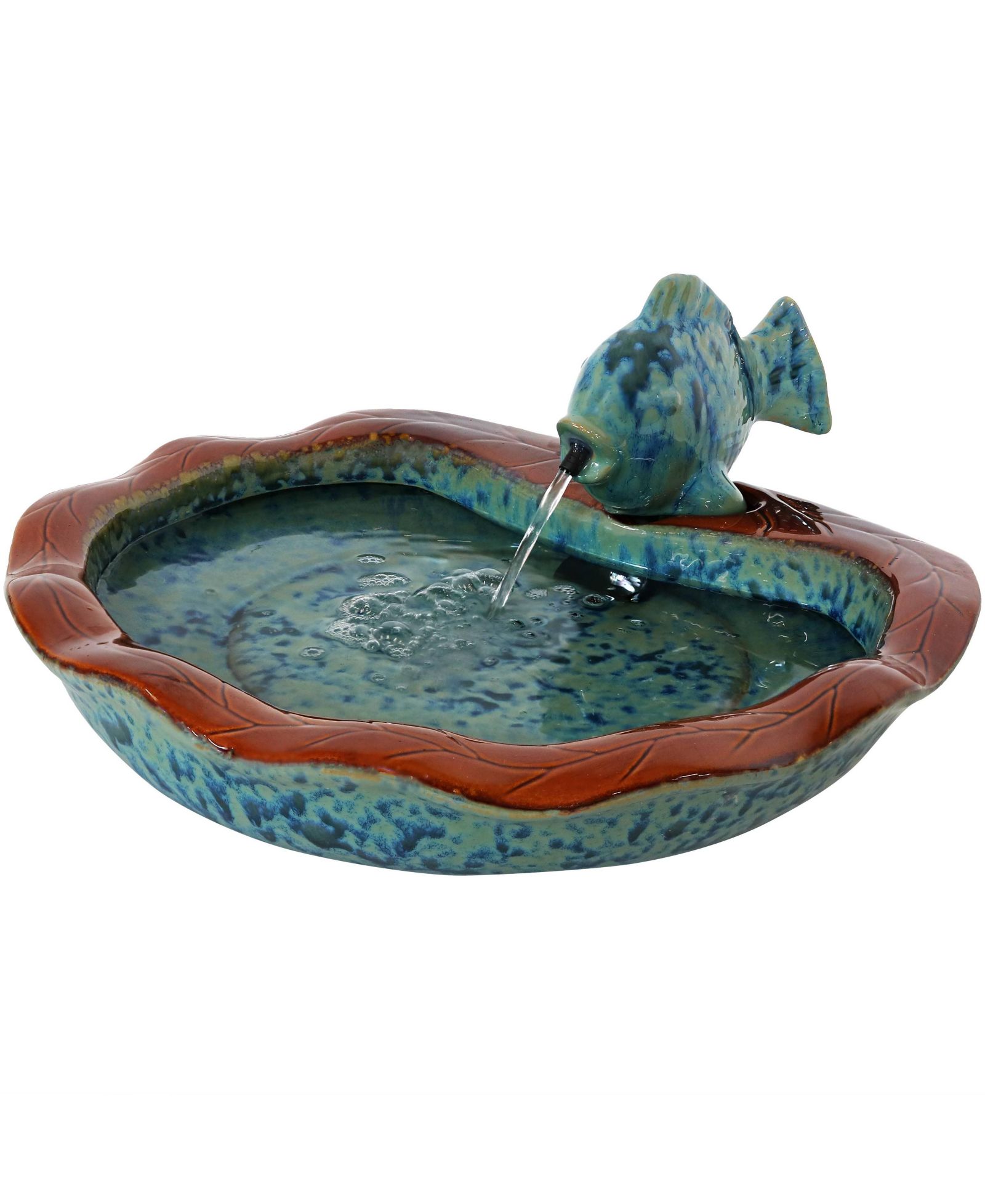Sunnydaze Decor 7"H Electric Glazed Ceramic Fish Outdoor Water Fountain