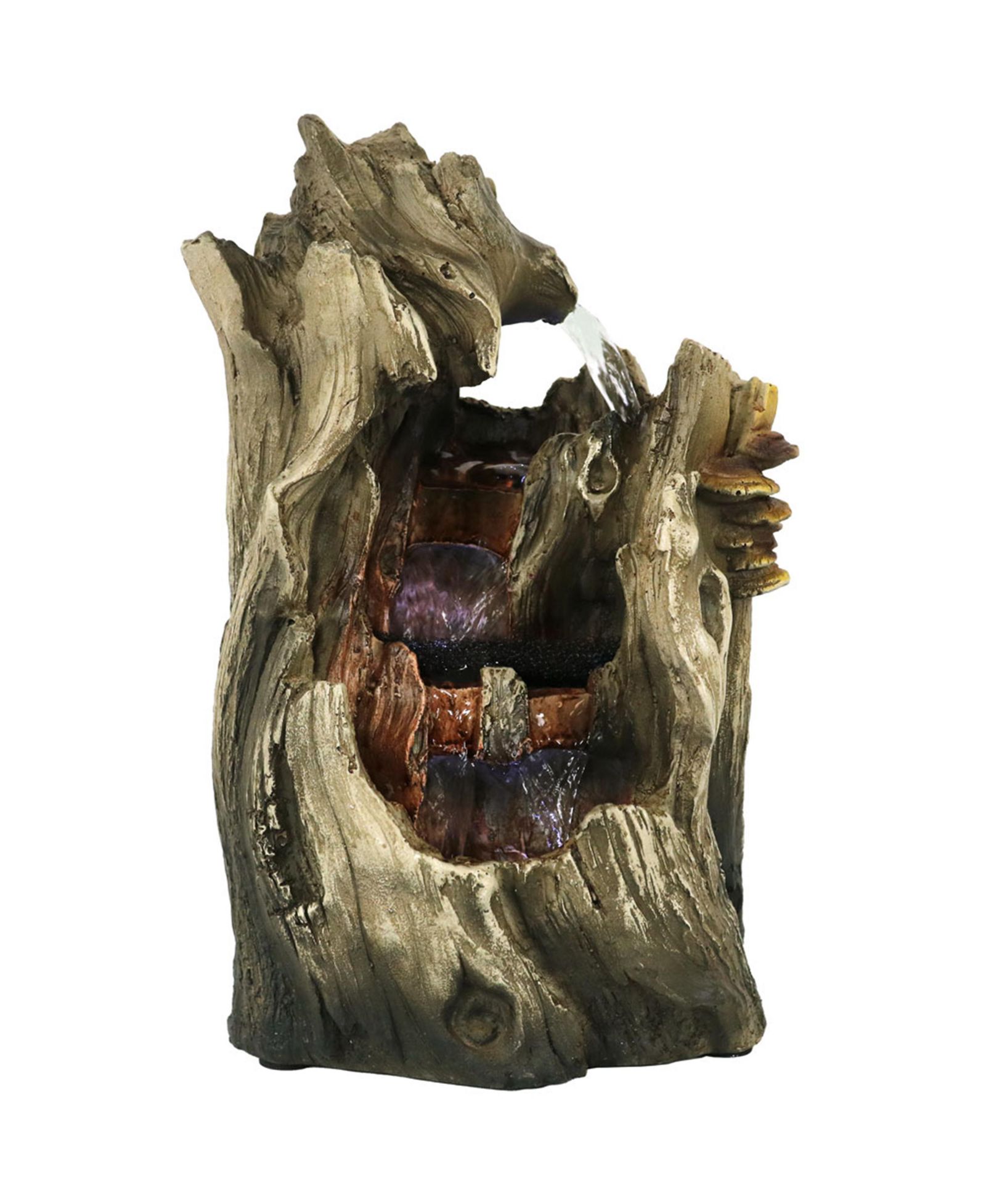 Indoor Home Decorative Cascading Caves Waterfall Tabletop Water Fountain with LED Lights - 14"