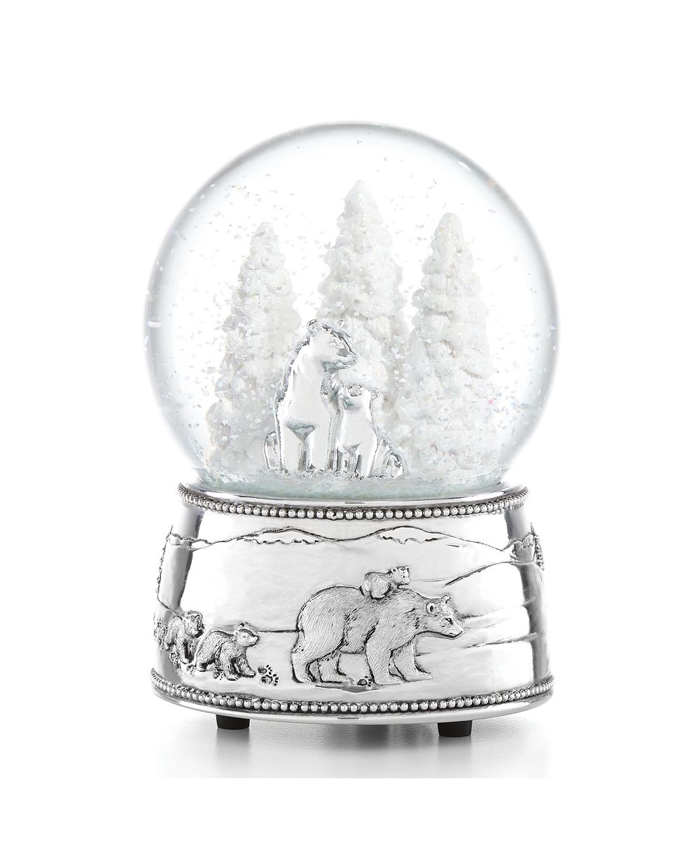 Reed & Barton Музыкальный снежный шар Polar Bear and Cubs North Pole Bound