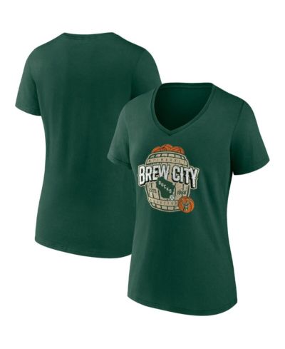 Женская футболка Fanatics Milwaukee Bucks Hometown Collection, цвет Hunter Green