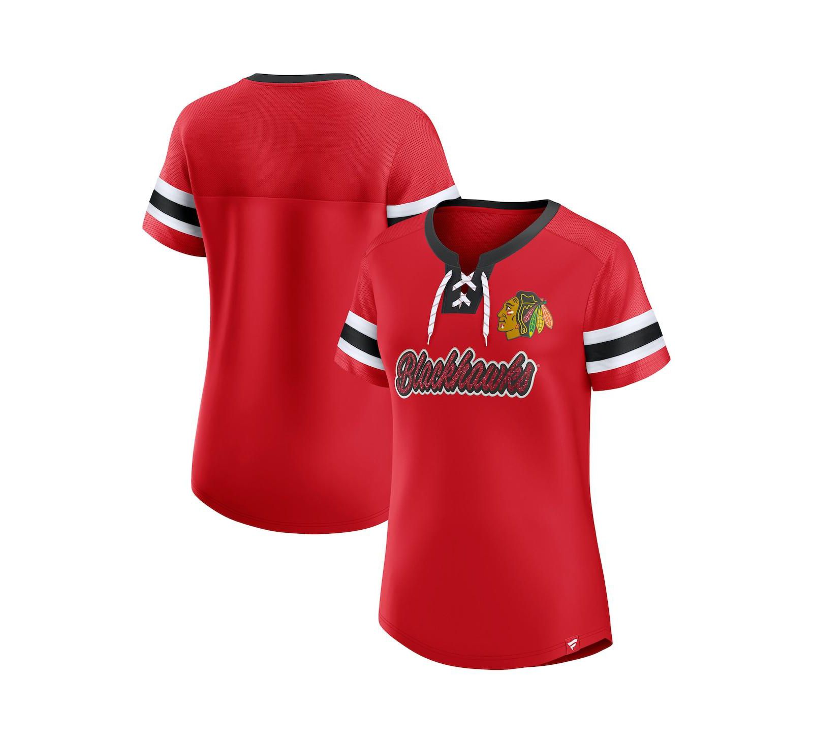 Fanatics Women's Red Chicago Blackhawks Iconic Athena Lace-Up T-Shirt