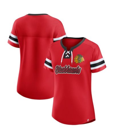 Fanatics Women's Red Chicago Blackhawks Iconic Athena Lace-Up T-Shirt