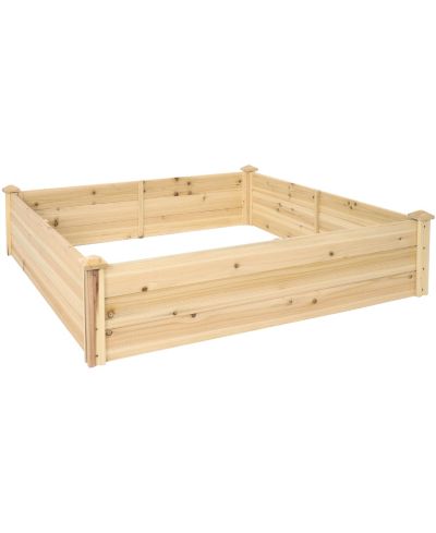 Outdoor Square Wood Raised Garden Bed for Flower, Vegetable, and Herb Gardening - 48" Square - Brown
