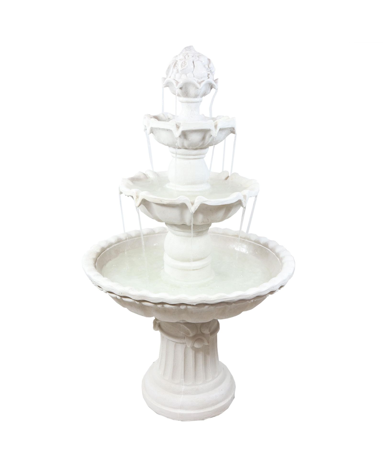 Декоративный уличный фонтан Sunnydaze Decor, 52"H, 4 яруса, белый