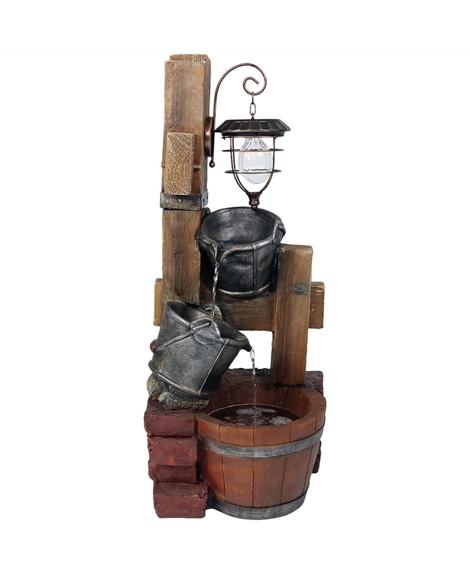 Садовый фонтан Sunnydaze Decor из полирезина с солнечным фонарем, 34"H