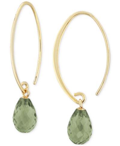 Серьги-подвески Green Quartz Briolette в 14k Gold