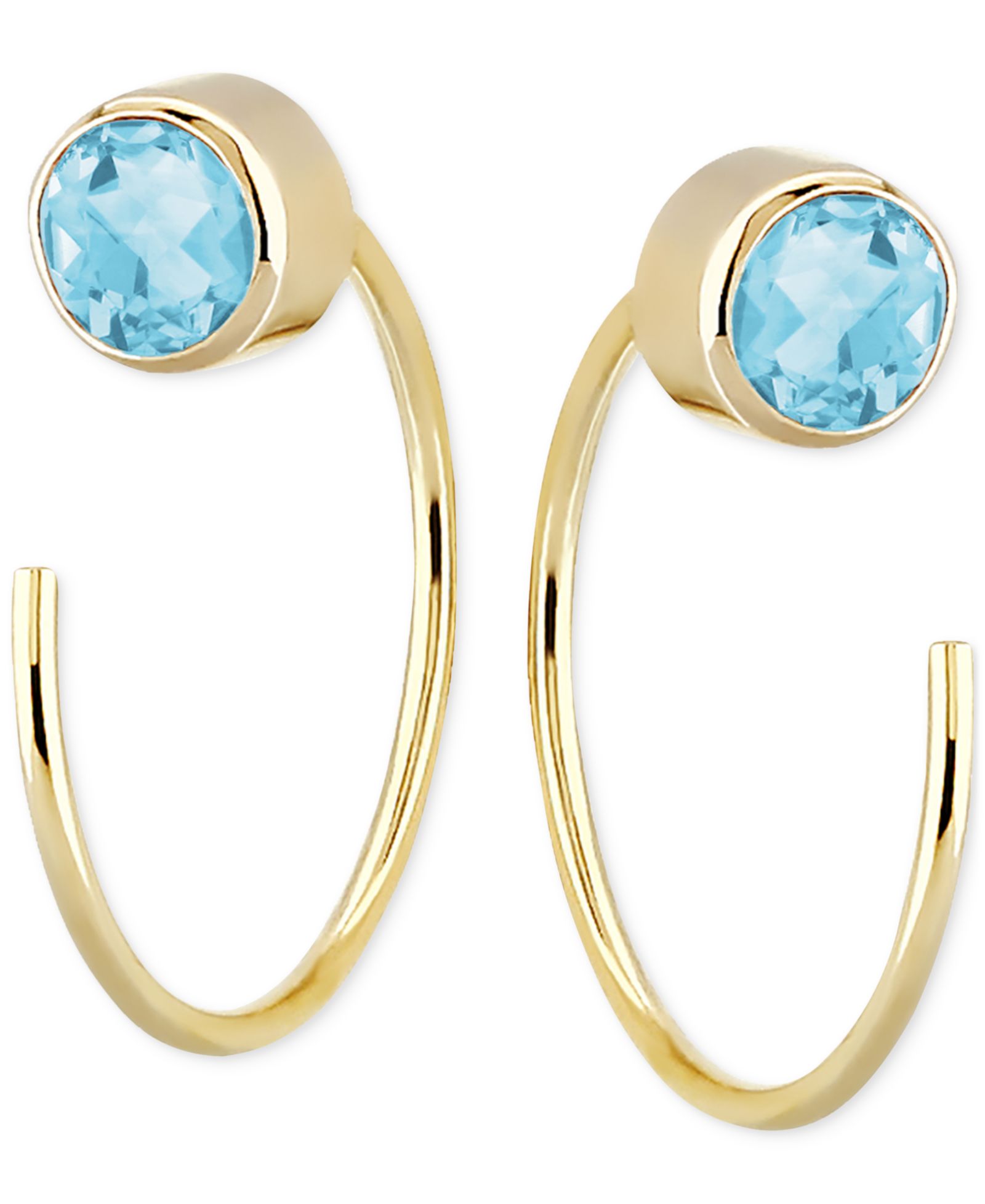 Серьги-протяжки Macy's Amethyst Bezel Threader в 14k Gold