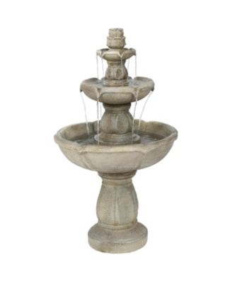 35"H Electric Fiberglass 3-Tier Birds' Delight Outdoor Bird Bath Water Fountain